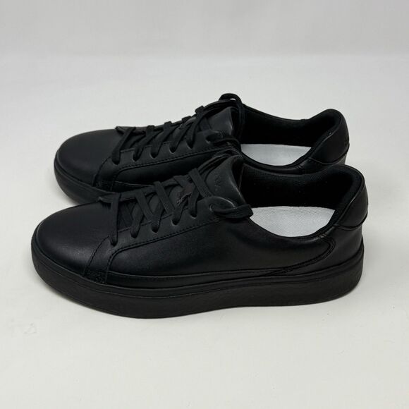 Kizik Vegas Sneakers Womens 7 Triple Black Leather Handsfree Lace Up Shoes - Picture 4 of 16